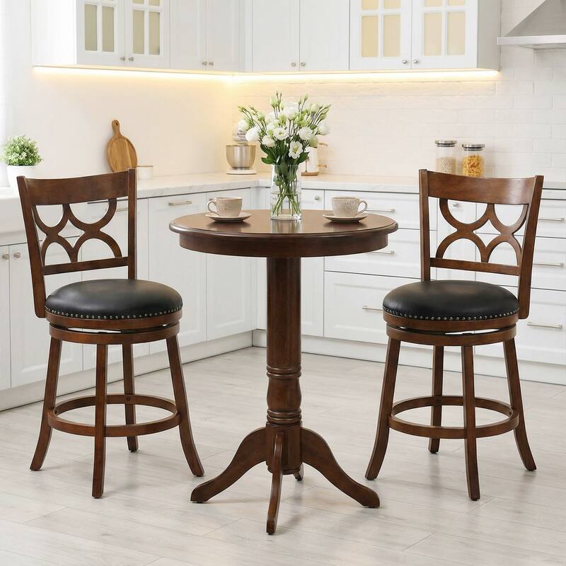 Gymax 26'' Counter Height Bar Stools Set of 4 w/Rubber Wood Frame