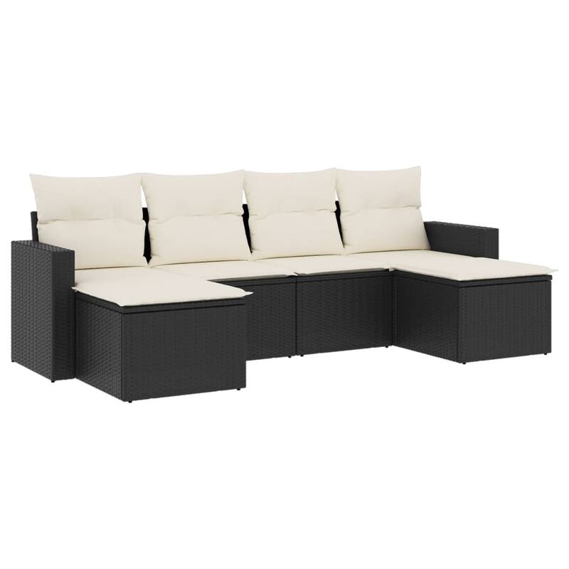 vidaXL Garden Sofa Set 7 Piece with Cushions Outdoor Sofa Set Poly Rattan - 21.7 x 21.7 x 14.6 in (W x L x H)
