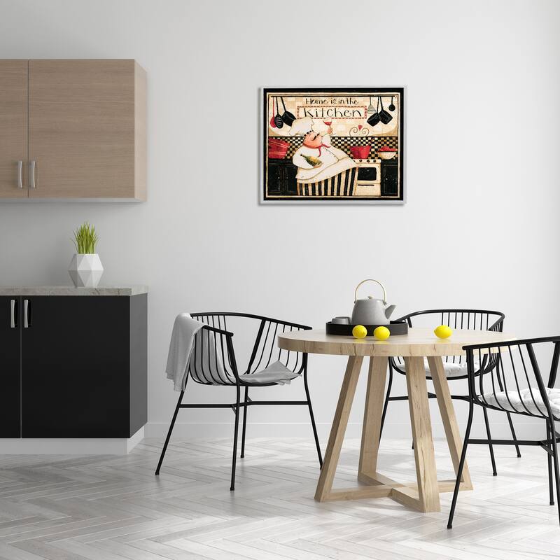 Stupell Home is in the Kitchen with Happy Chef Illustration Framed Wall Art
