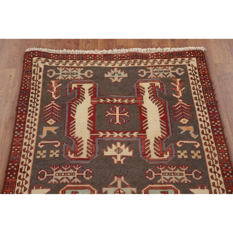 Tribal Ardebil Persian Vintage Runner Rug Handmade Wool Carpet - 2'5" x 9'6"