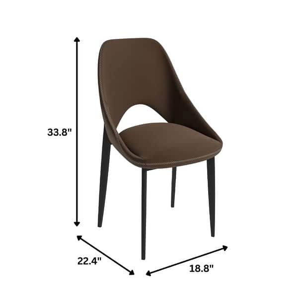 dimension image slide 3 of 8, Amalfi Mid-Century Modern Upholstered Dining Chair - Open Back Side Chair with Metal Legs for Kitchen, Dining Room & Living Room