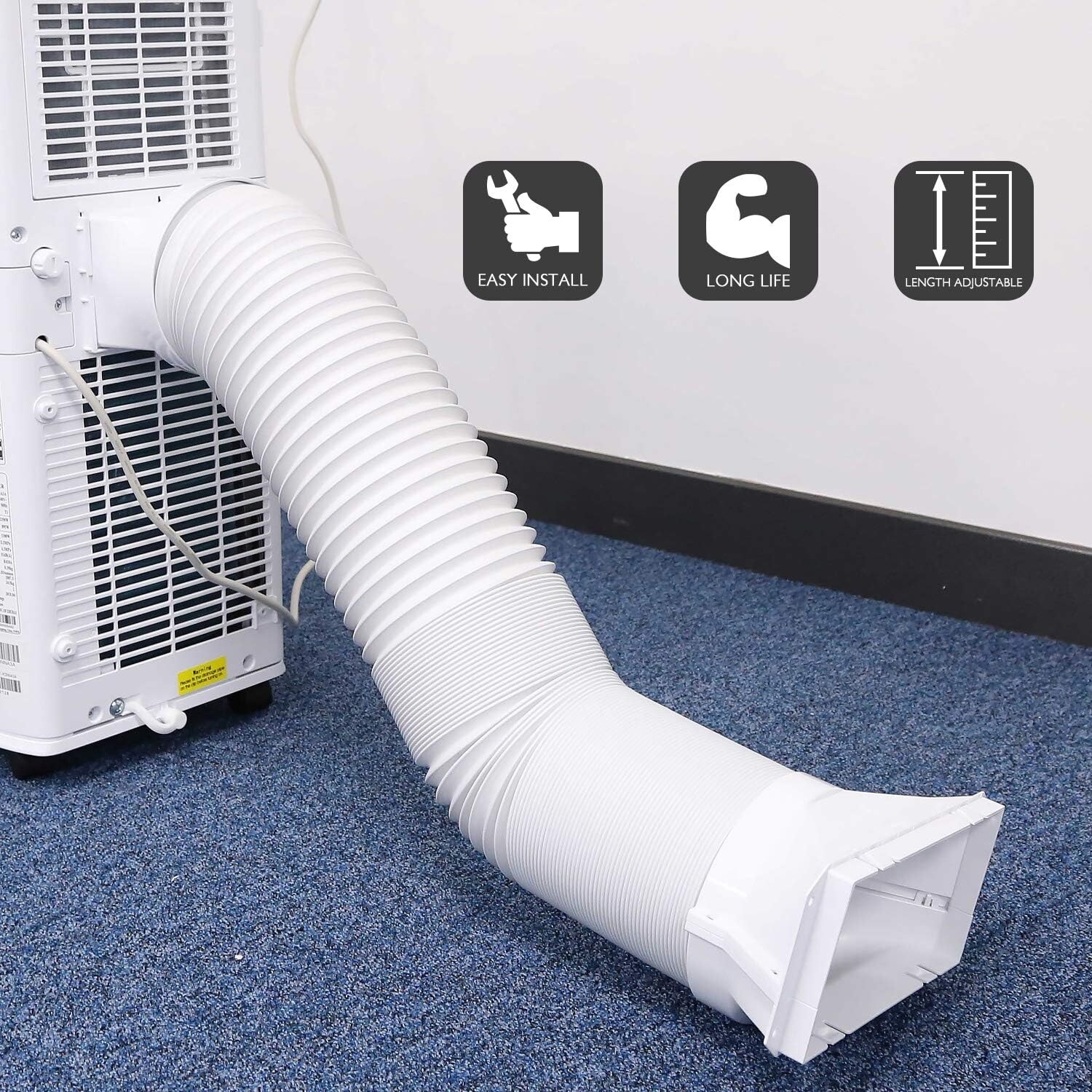 TURBRO Portable Air Conditioner Universal Exhaust Hose 5 Inch Diameter 78 Inch Length Anti Clockwise Thread 707 90 011 Bed Bath Beyond 38404874