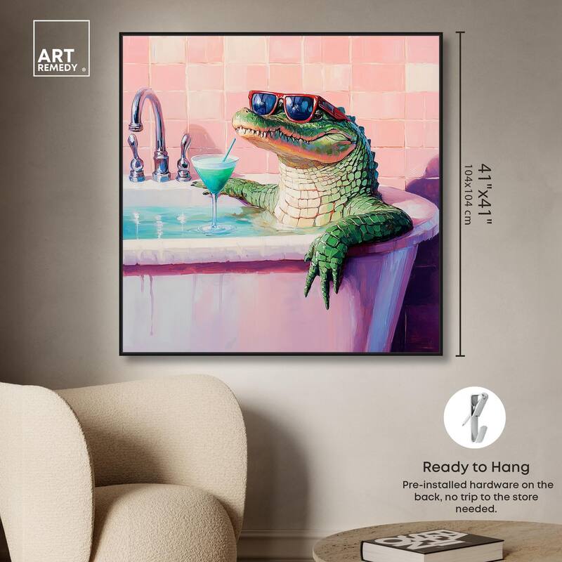 Cocktail Croc II Canvas by Art Remedy