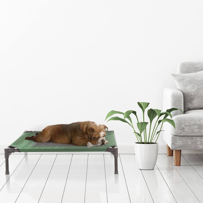 Petmaker Steel Frame Elevated Dog Bed with Non-Slip Feet - Indoor/Outdoor Puppy Cot for Pets