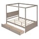 preview thumbnail 21 of 25, Full Size Wood Canopy Bed with 2 Drawers - Modern Design for Stylish Bedrooms, Brushed White/Brown/Grey