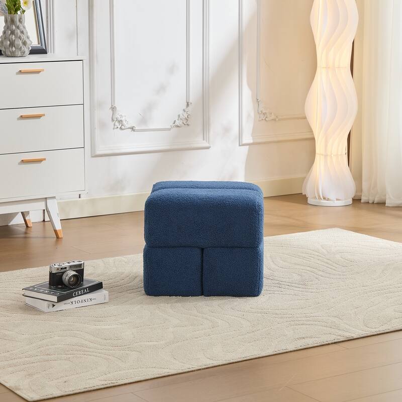 SEYNAR Modern 16.5''Faux Sherpa Square Cube Otttoman
