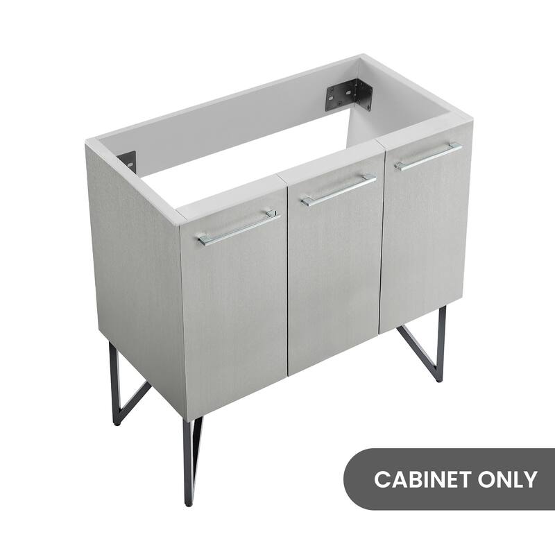 Annecy 36" Bathroom Vanity in Brushed Grey - Cabinet Only - Grey - Painted