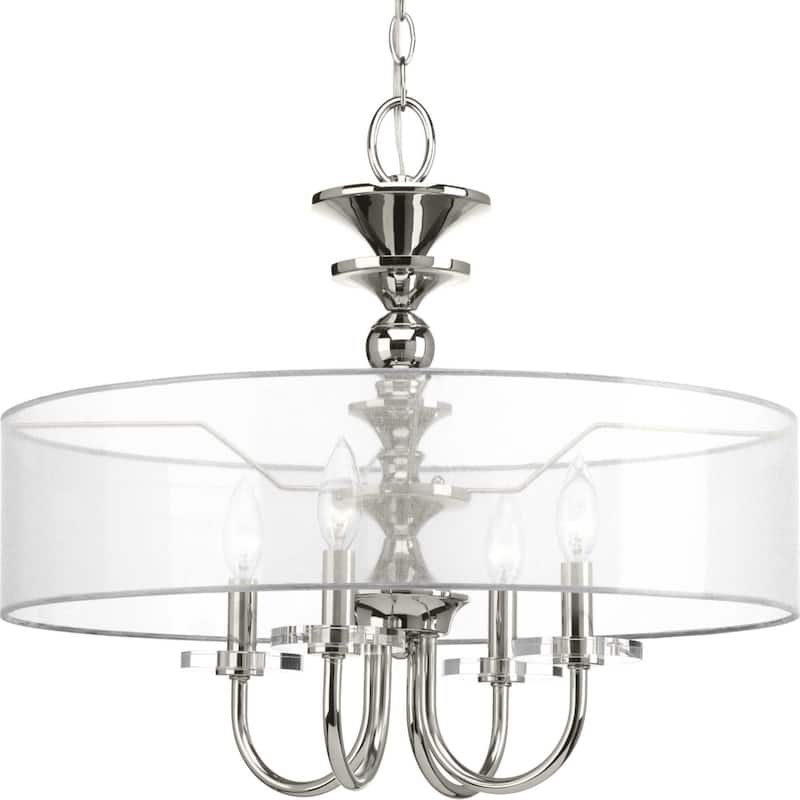 Progress Lighting Marche 4 Light 22" Wide Taper Candle Drum Chandelier - Polished Nickel