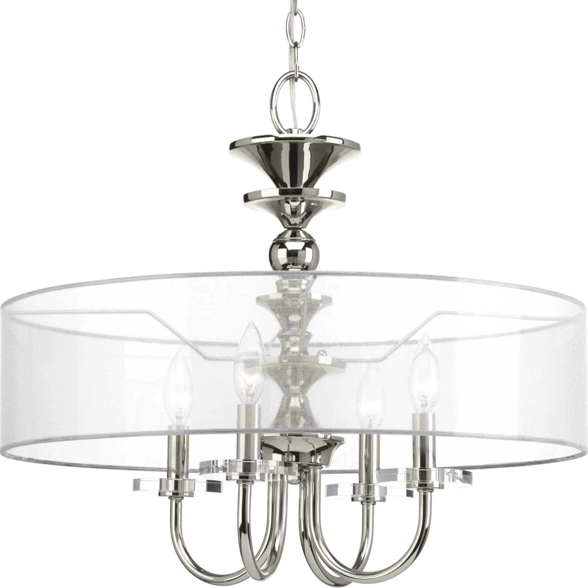 Progress Lighting Marche 4 Light 22" Wide Taper Candle Drum Chandelier - Polished Nickel
