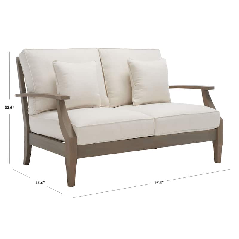SAFAVIEH Couture Martinique Wood Patio Loveseat - 56"W x 35"D x 32"H