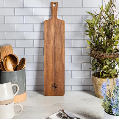 Teak Appetizer Serving Board - Compass - 5" W x 22-1/2" L x 1/2" Thick