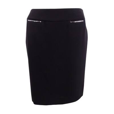Tahari ASL Women's Petite Embellished Pencil Skirt (4P, Black)