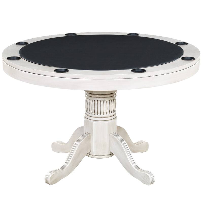 Two-in-one 48 Inch Poker and Game Table With Padded Vinyl Poker Surface By RAM Game Room - 48 INCH - White