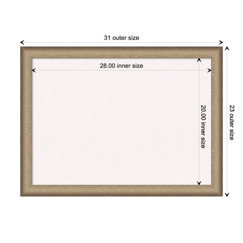 Elegant Brushed Narrow Framed White Corkboard Bulletin Board - Elegant Brushed Bronze Narrow - Board Size 28x20