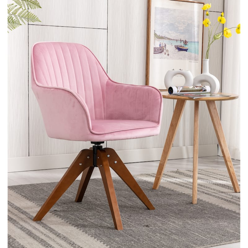 Porthos Home Oana Velvet/ Beechwood Swivel Dining Chair