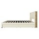 preview thumbnail 10 of 10, King Size Bed Beige Upholstered Bed Slat Platform Bed with Twin SIze Trundle Bed & 2 Drawers, Hidden Storage Headboard, Beige