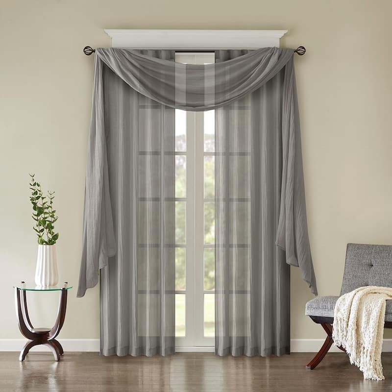 Solid Crushed Scarf Sheer - 216 Inches - Grey