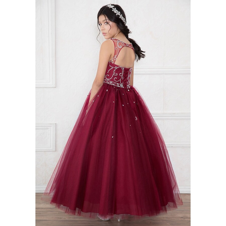 Shop Girls Vine Bejeweled Floor Length Pageant Dress Overstock 18161728