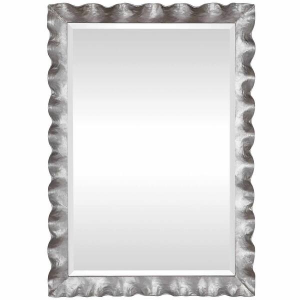 slide 2 of 6, Uttermost Haya 48"W Elegant Contemporary Silver Scalloped Frame Large Silver Leaf