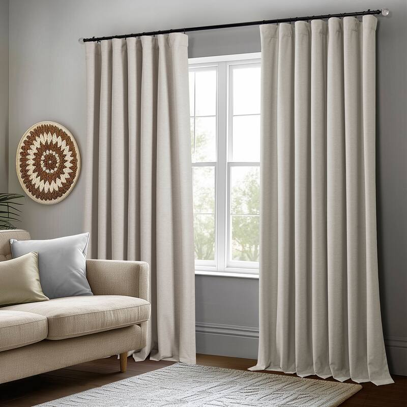 Exclusive Fabrics Boho Chic Faux Linen Blackout Curtains for Bedroom & Living Room Curtains - 2 Panel Drapes