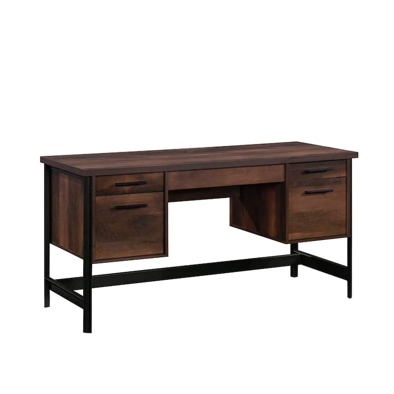 Wood Modern Computer Desk with Spacious Desktop and 4 drawers, Brown