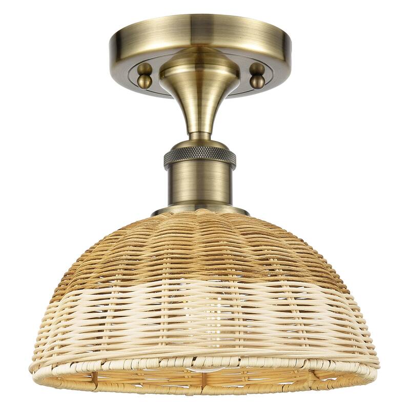 Innovations Lighting 516-1C-10-9 Bristol Natural II Semi-Flush Bristol - Antique Brass / Natural