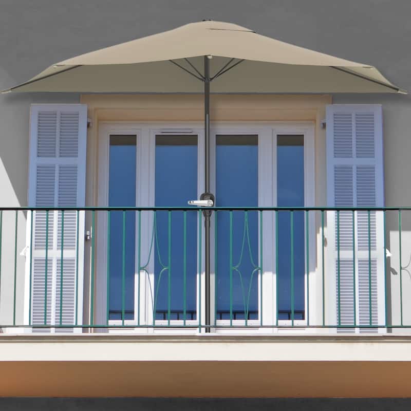 Pure Garden 9ft Half Umbrella with Base