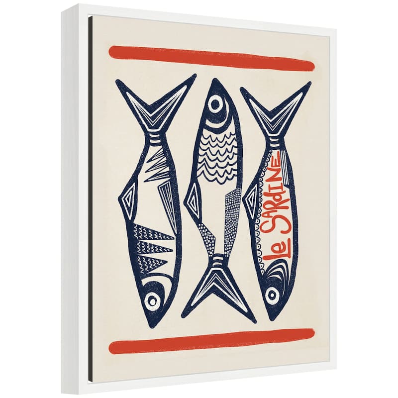 Kate and Laurel Le Sardine by Alicia Bock Framed Canvas Wall Art Print - 16 x 20