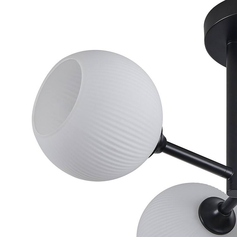 KAWOTI 4-light Modern Semi-flush Mount with Frosted White Ribbed Glass Shade - L23" * W18" * H9.63"