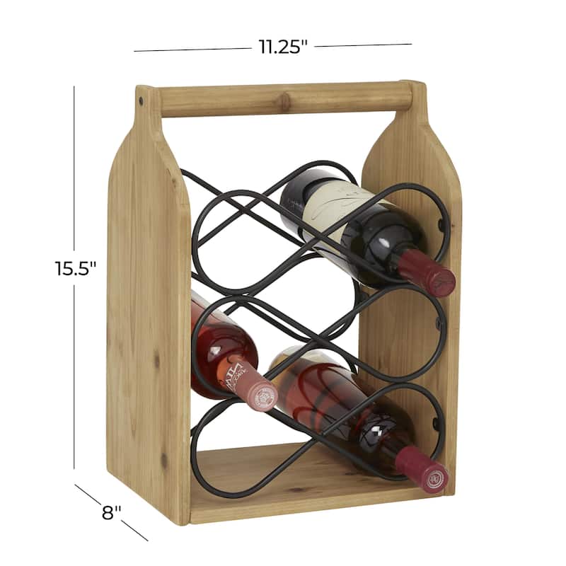 Wood Wine Rack - Brown - Roche River Decor - 8"W x 11"L x 15"H
