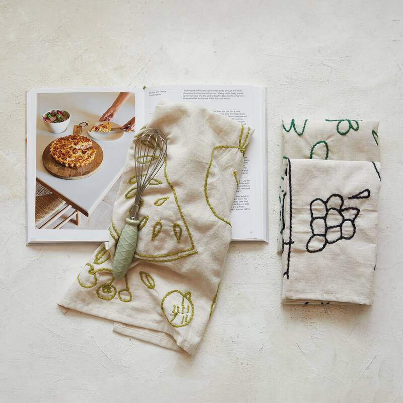 Cotton and Linen Tea Towels with Minimalist Print - 28.0"L x 18.0"W x 0.1"H