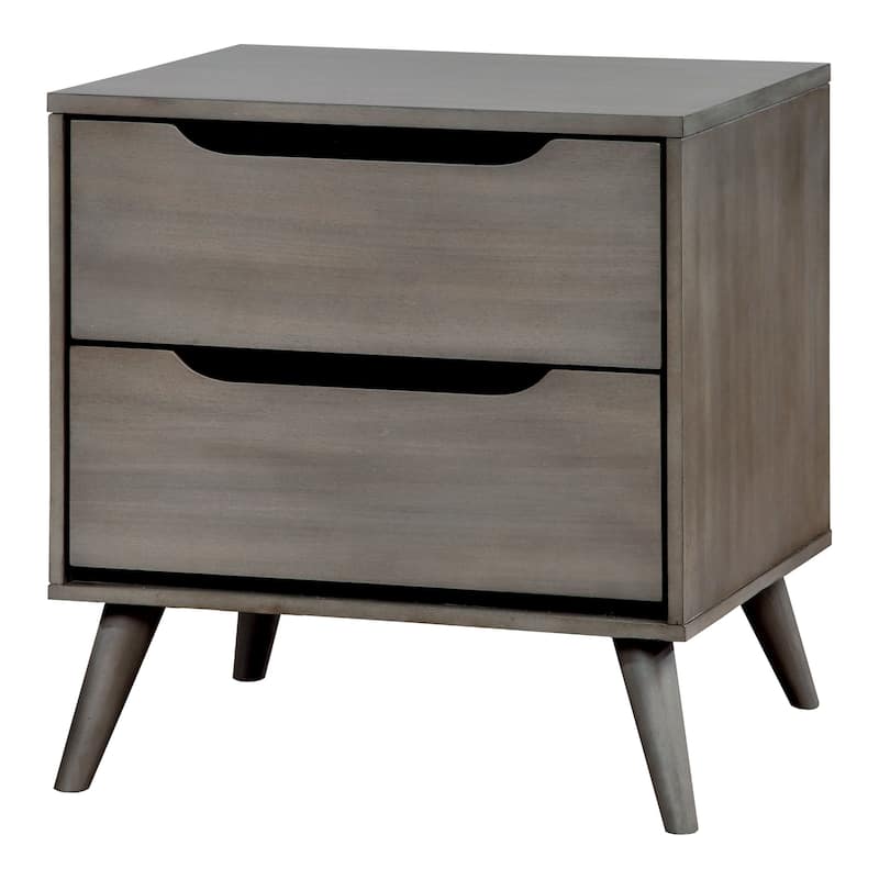 Fopp Mid-Century Modern Grey Wood 2-Piece Chest and Nightstand Set by Furniture of America