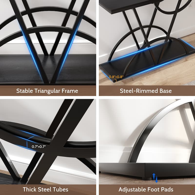 43" Console Table for Entryway, Industrial Entryway Table with Storage Shelf, Narrow Wood Sofa Table