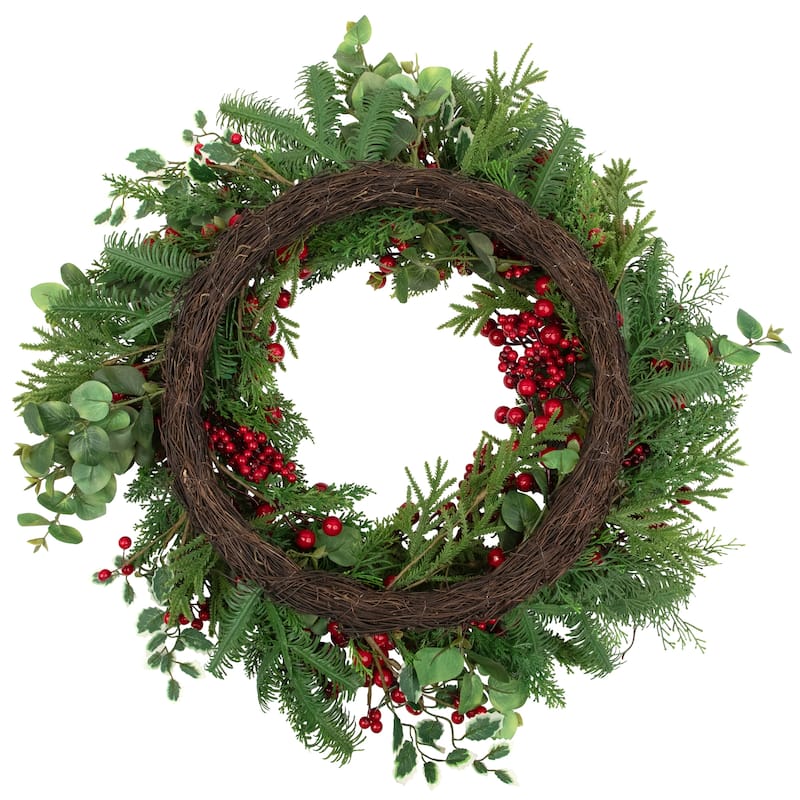 Mixed Pine, Cedar and Berries Artificial Christmas Wreath - 30" - Unlit