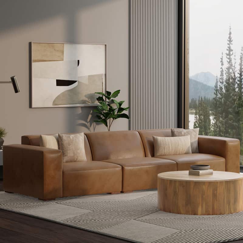 WyndenHall Biggs Center Armless Sofa Module - Caramel Brown