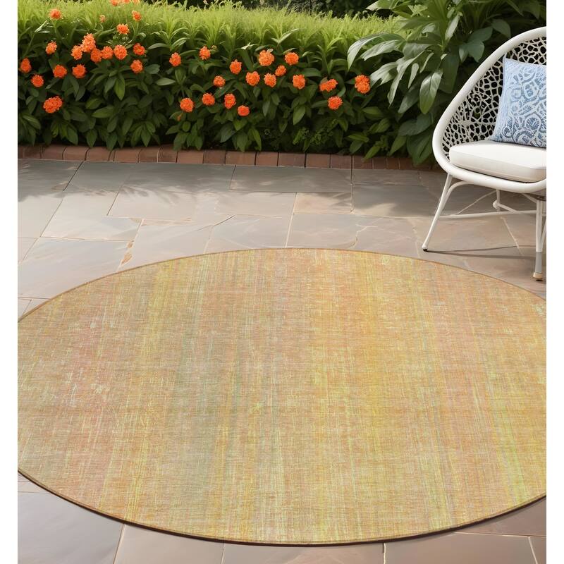 Altova Stripe Weather Resistant Classic Meets Modern Runner Outdoor Rug - 8' Round - Multi