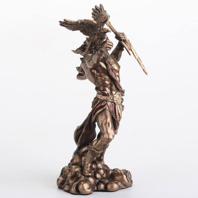 4.33 inches Height Polyresin Zeus Greek God of the Sky Holding Thunderbolt with Eagle Bronze Finish Figurine