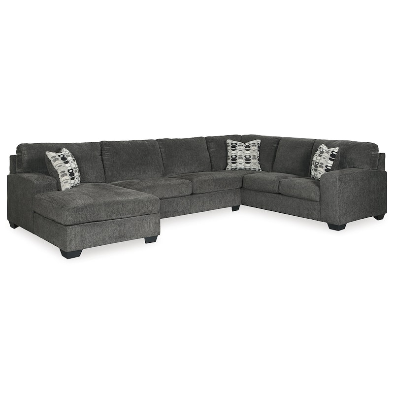 Signature Design by Ashley Ballinasloe Gray 3-Piece Sectional with Ottoman - 143" W x 92" D x 39" H