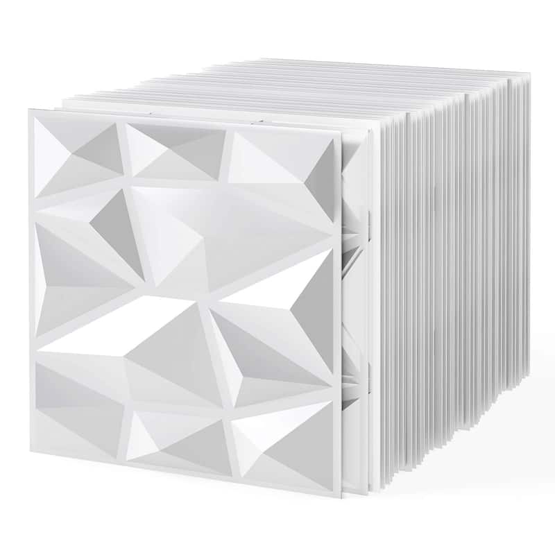 Costway 50/100 Pack 3D Wall Panels, PVC Diamond Textured Wall Tiles