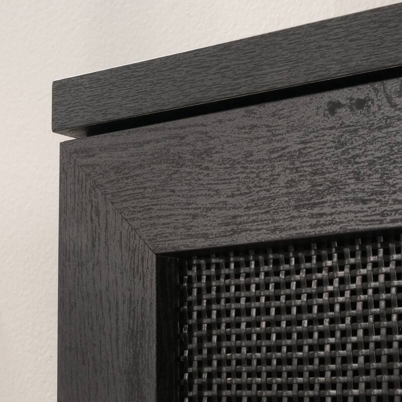 Engineered Wood Coastal Hutch with Storage, Black - 65.98"W x 11.5"D x 42.21"H