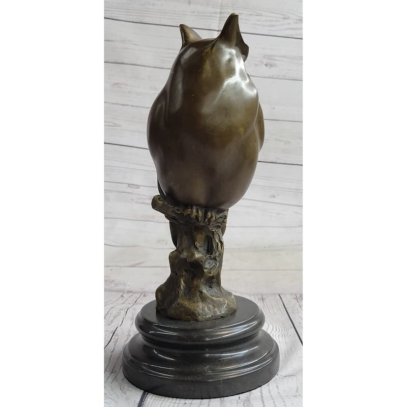 Original Milo Abstract Modern Art Owl Bird Bronze Sculpture Marble Statue Figurine 12 Inches X 5.5 Inches