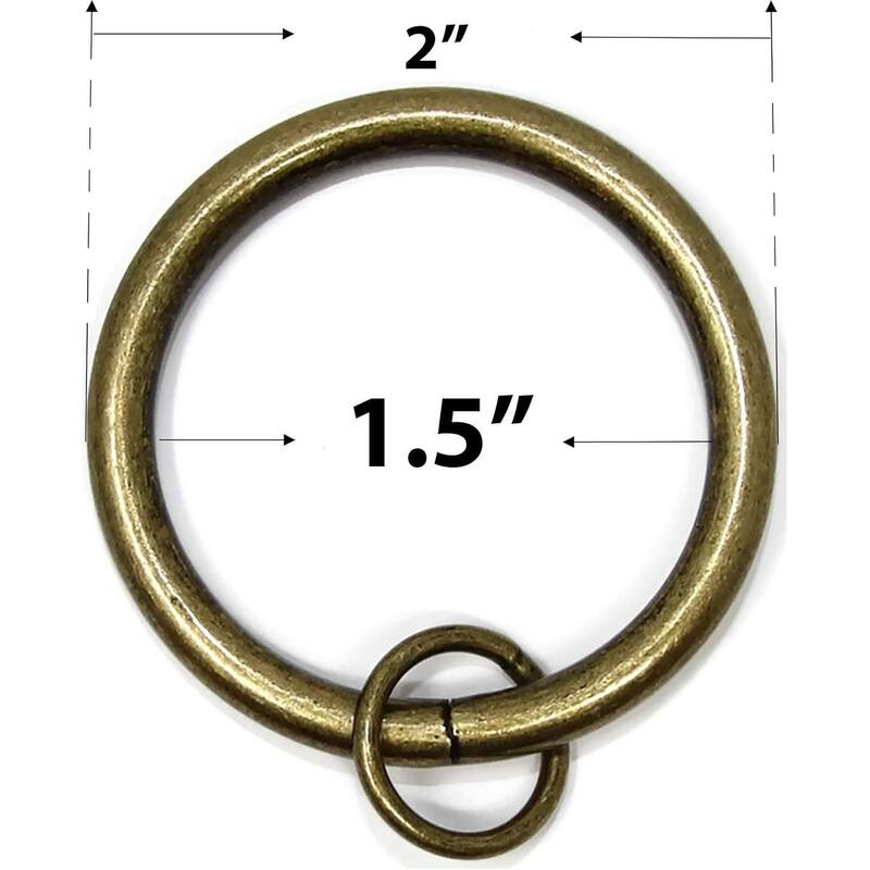 Set of 14 Solid Metal Window Drapery Curtain Panel Ring with Eyelet, 1.5" Inner Diameter, Fits Up to 1.25" Rod