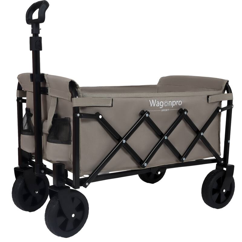 Expandable Dual-Layer Utility Wagon - 225lb Capacity with 100% Extra Space, Beige
