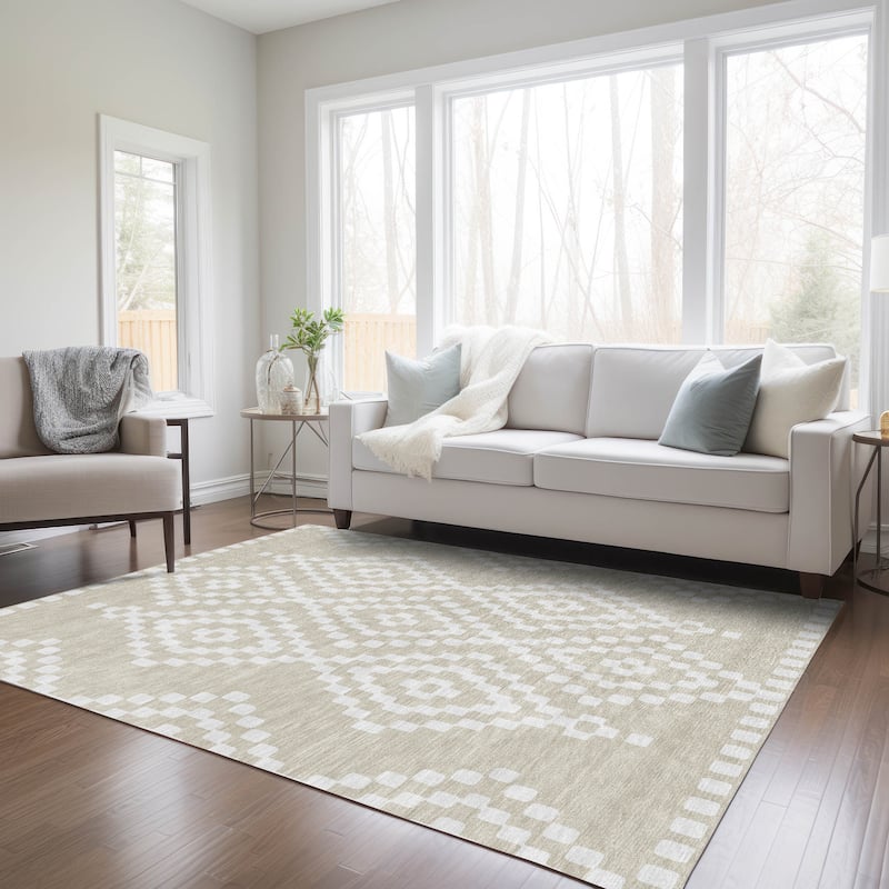 Machine Washable Indoor/ Outdoor Chantille Moroccan Boho Rug