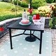 preview thumbnail 3 of 15, Outdoor Metal Dining Table Rectangle with Umbrella Hole for 6 People