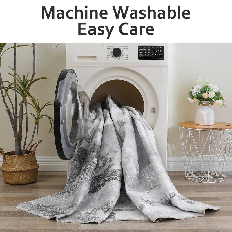 Mcow EverEase Collection Low Pile Machine Washable Non-Slip Area Rug