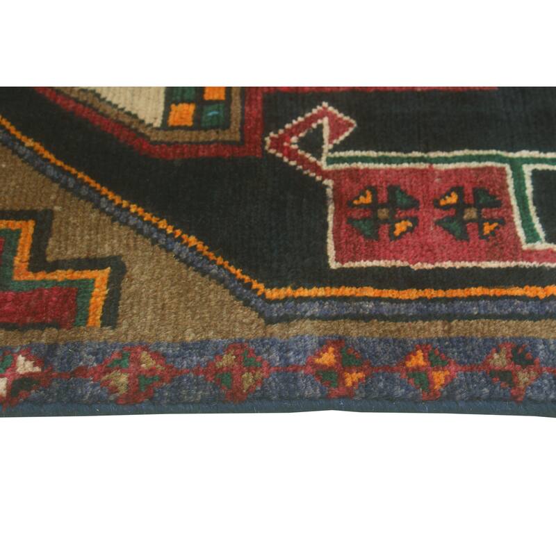 Fine Vintage Distressed Hicham Red/Charcoal Runner - 2'5" x 13'5"