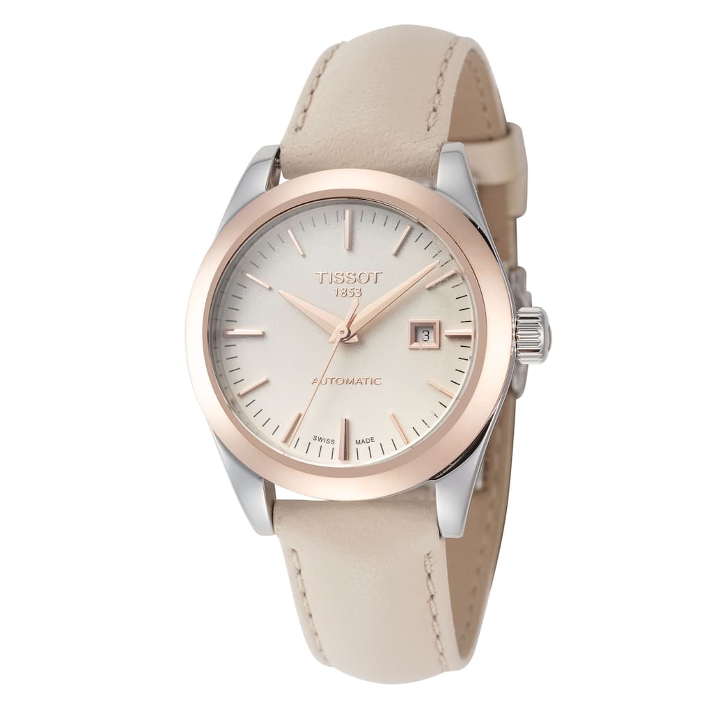 Tissot Women's T-My 29mm Beige Dial Leather Automatic Watch - One Size