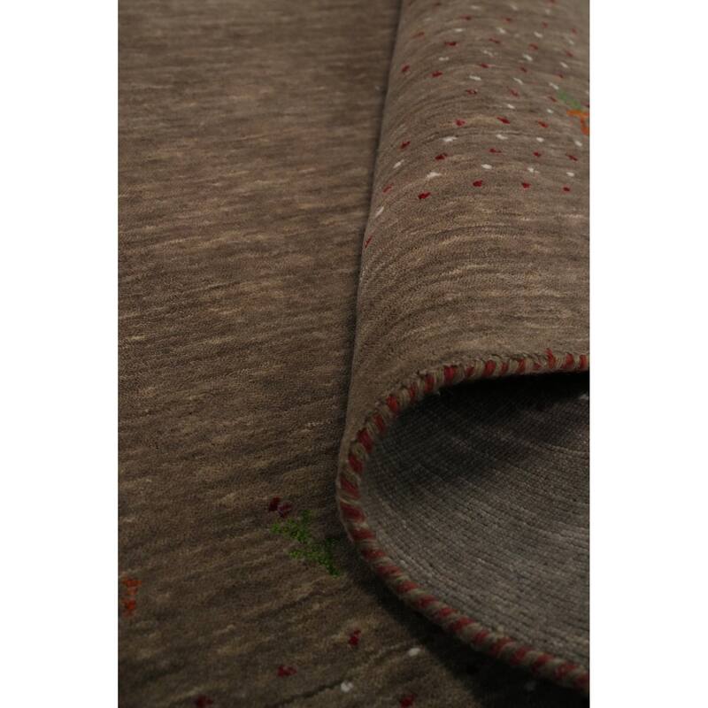 Hand Knotted Oriental 100% Wool Carpet Tribal Animal Pictorial Brown Gabbeh Area Rug - 8' 0'' X 8' 0''