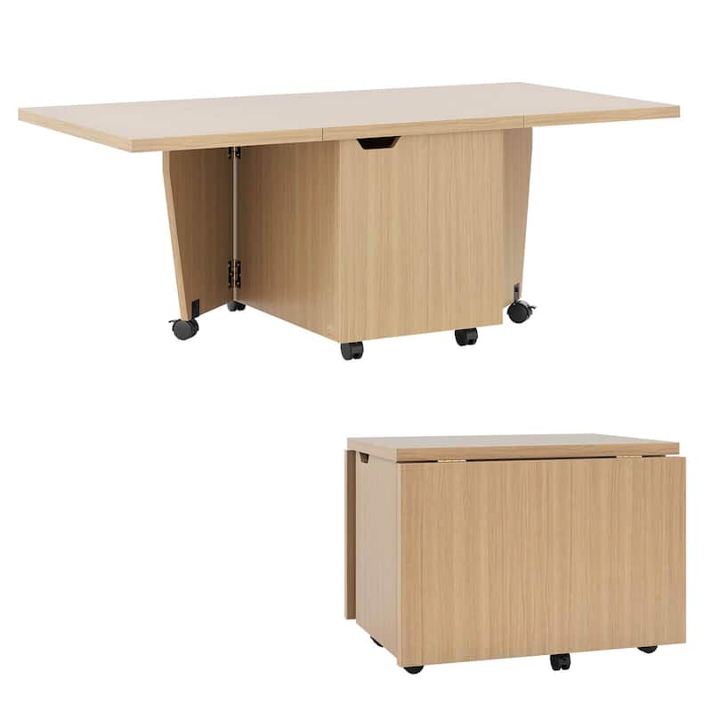 Costway Foldable Coffee Table 48" Extendable Center Table with Storage - See Details
